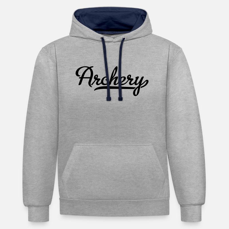 Bogenschießen - Kontrast-Hoodie - Grau meliert/Navy