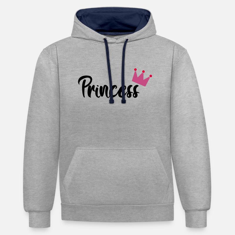 Princesse, princesse - Sweat à capuche contrasté - gris chiné/bleu marine