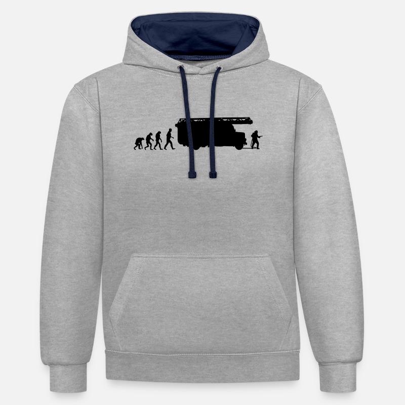 Feuerwehrmann Evolution Feuerwehrauto Leiter - Kontrast-Hoodie - Grau meliert/Navy