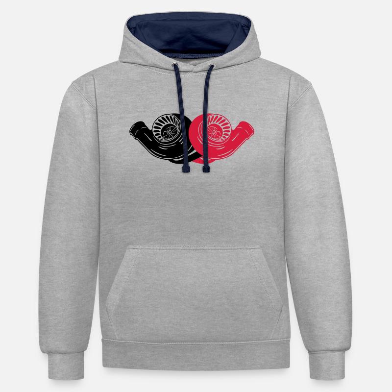 BiTURBO - Kontrast-Hoodie - Grau meliert/Navy