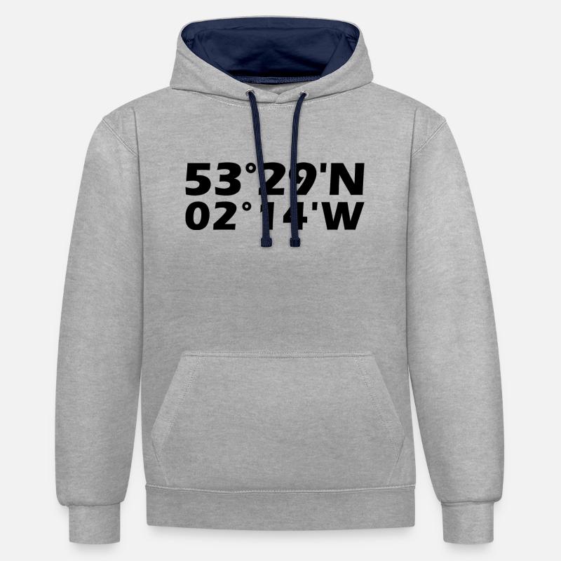 Coordonnées de Manchester - Sweat à capuche contrasté - gris chiné/bleu marine