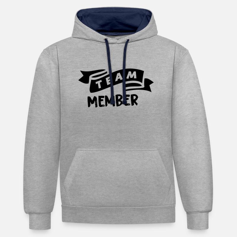 Équipier - Sweat à capuche contrasté - gris chiné/bleu marine