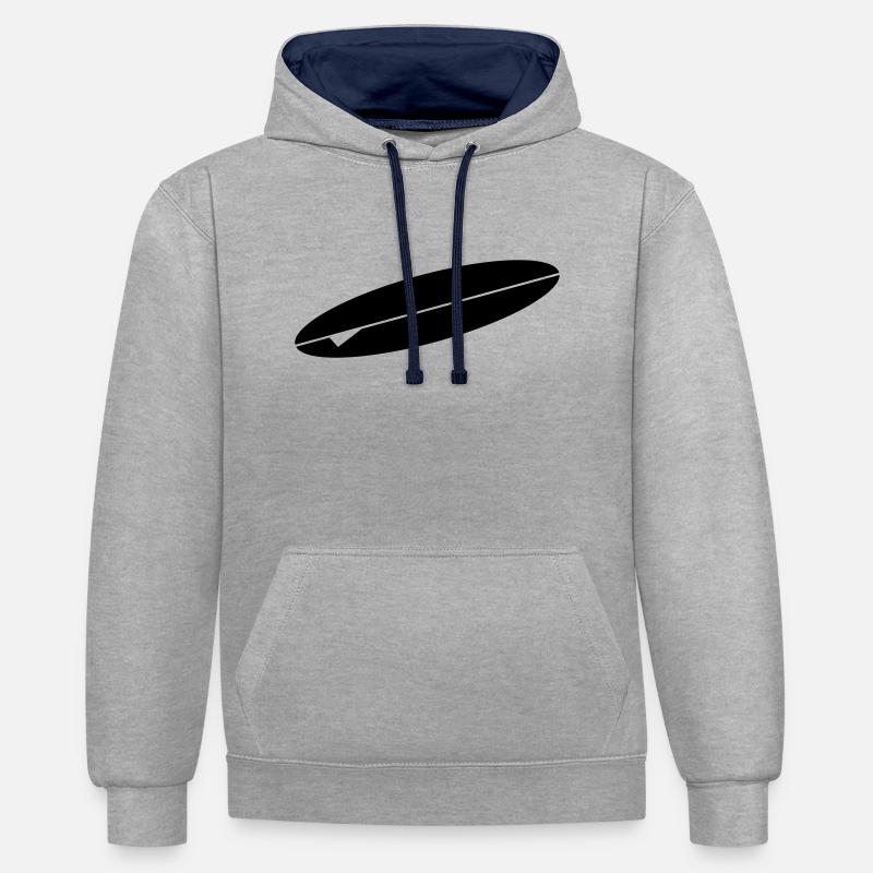 planche de surf - Sweat à capuche contrasté - gris chiné/bleu marine