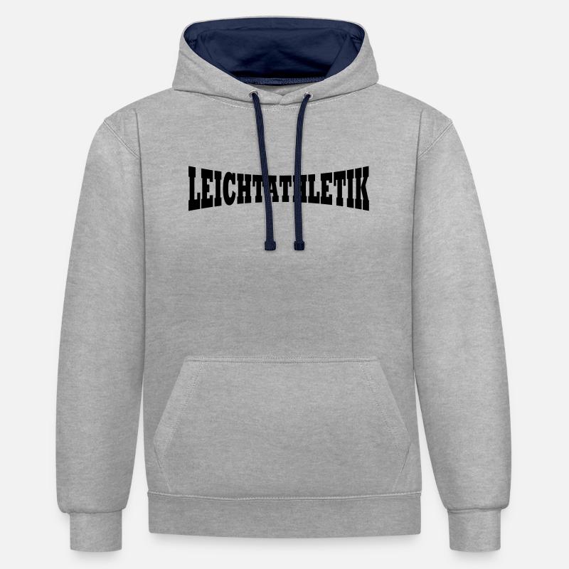 Athlétisme logo - Sweat à capuche contrasté - gris chiné/bleu marine