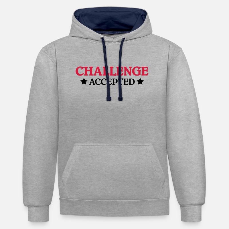 Challenge accepted - Kontrast-Hoodie - Grau meliert/Navy