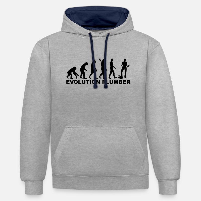 Evolution Plumber - Sweat à capuche contrasté - gris chiné/bleu marine