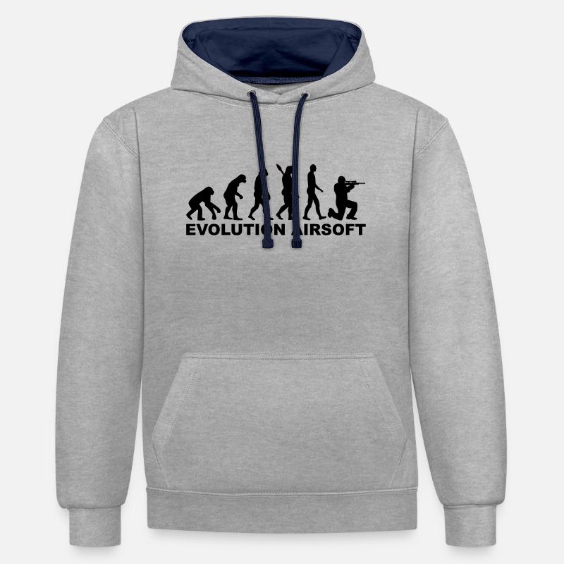 Evolution Airsoft - Sweat à capuche contrasté - gris chiné/bleu marine