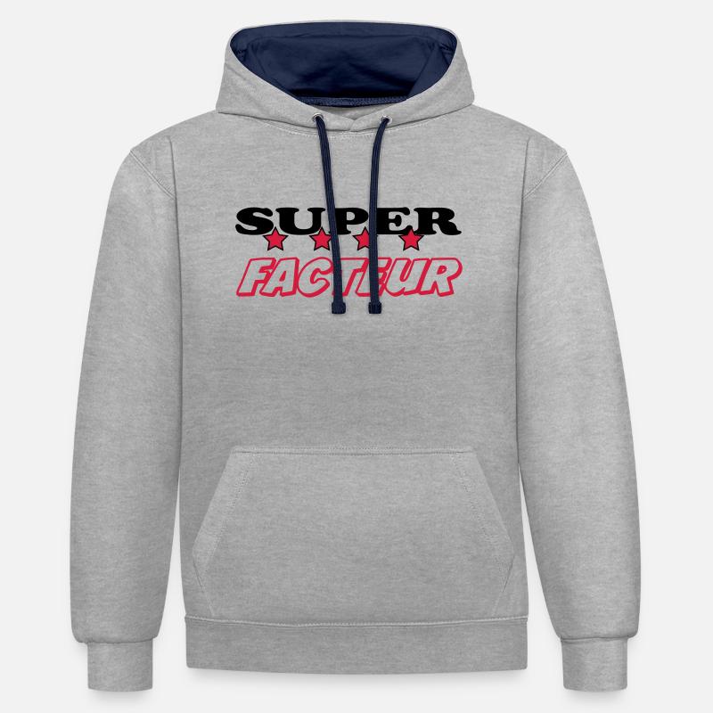 Facteur / Factrice / Poste / Papa / Maman - Sweat à capuche contrasté - gris chiné/bleu marine
