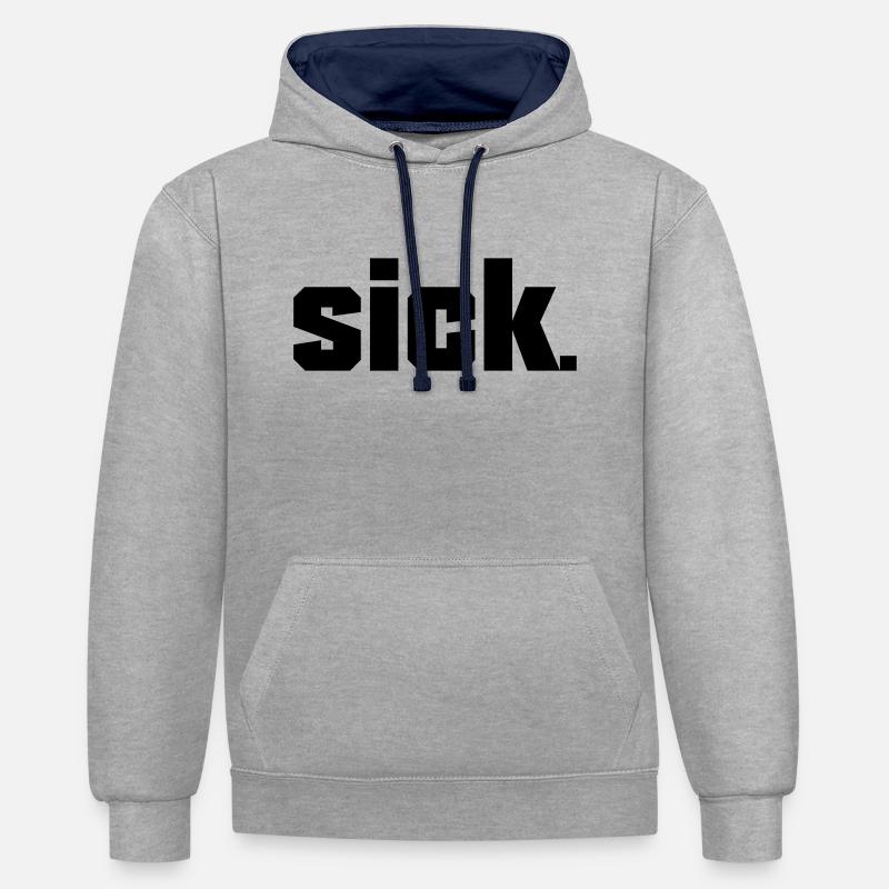 Sick Design - facile - Sweat à capuche contrasté - gris chiné/bleu marine