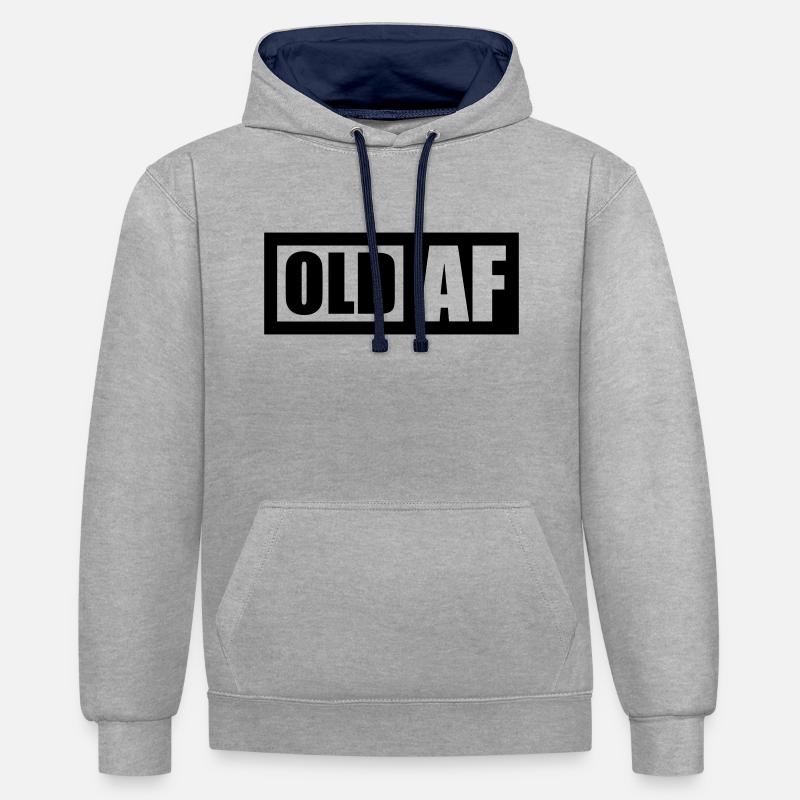 old AF Text Logo - Kontrast-Hoodie - Grau meliert/Navy