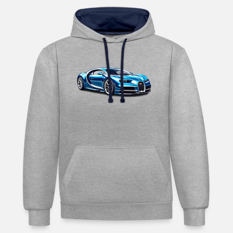 Hypercar Chiron - Sweat à capuche contrasté - gris chiné/bleu marine