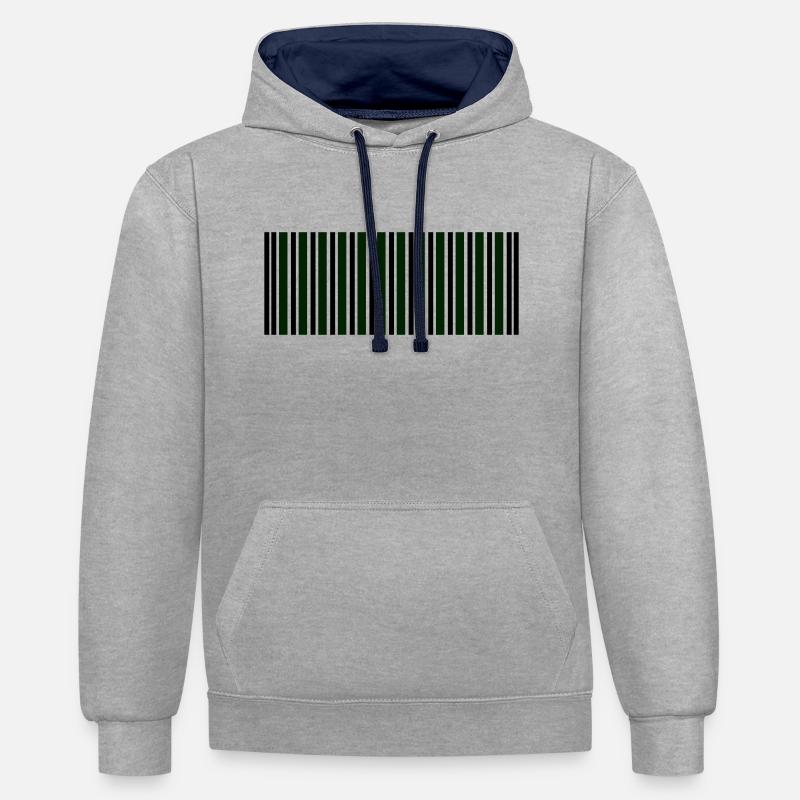 code-barres - Sweat à capuche contrasté - gris chiné/bleu marine