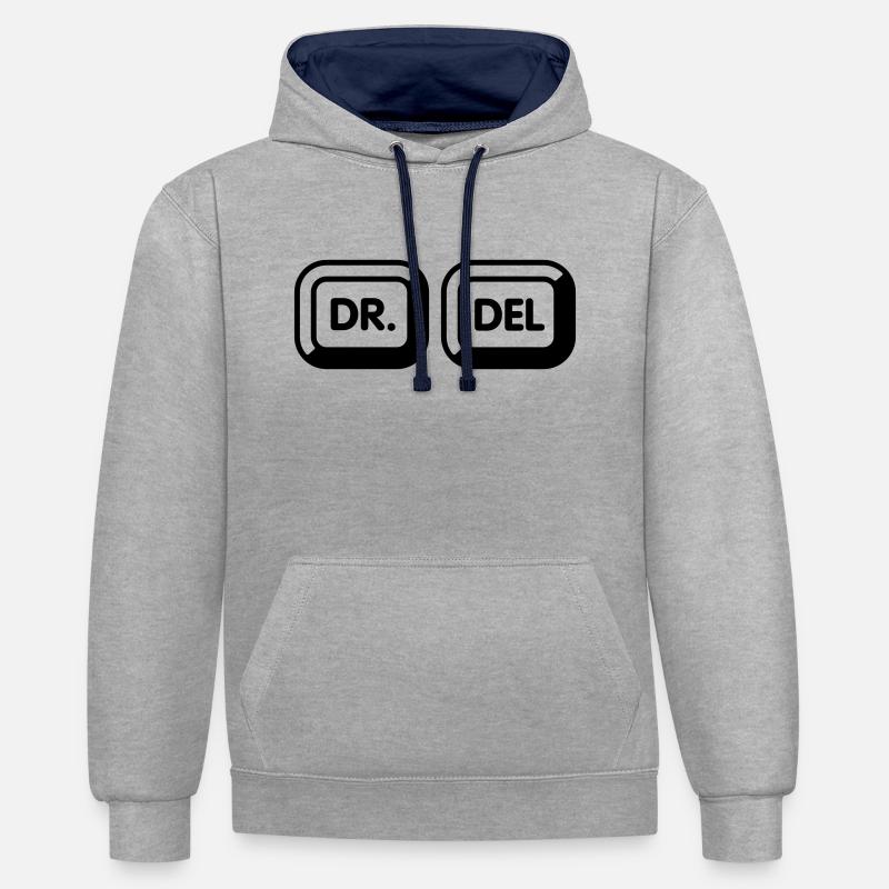 Doktor delete | 1c - Kontrast-Hoodie - Grau meliert/Navy