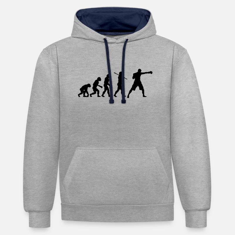 Boxing Evolution - Sweat à capuche contrasté - gris chiné/bleu marine