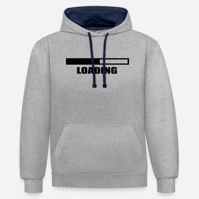 loading - Sweat à capuche contrasté - gris chiné/bleu marine