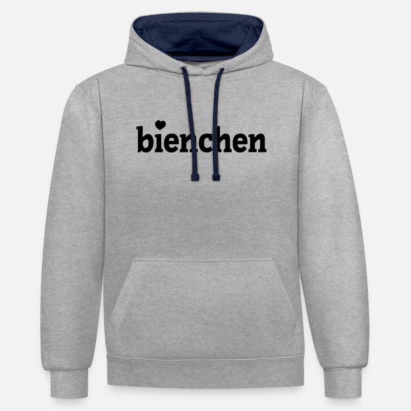 bienchen - Sweat à capuche contrasté - gris chiné/bleu marine