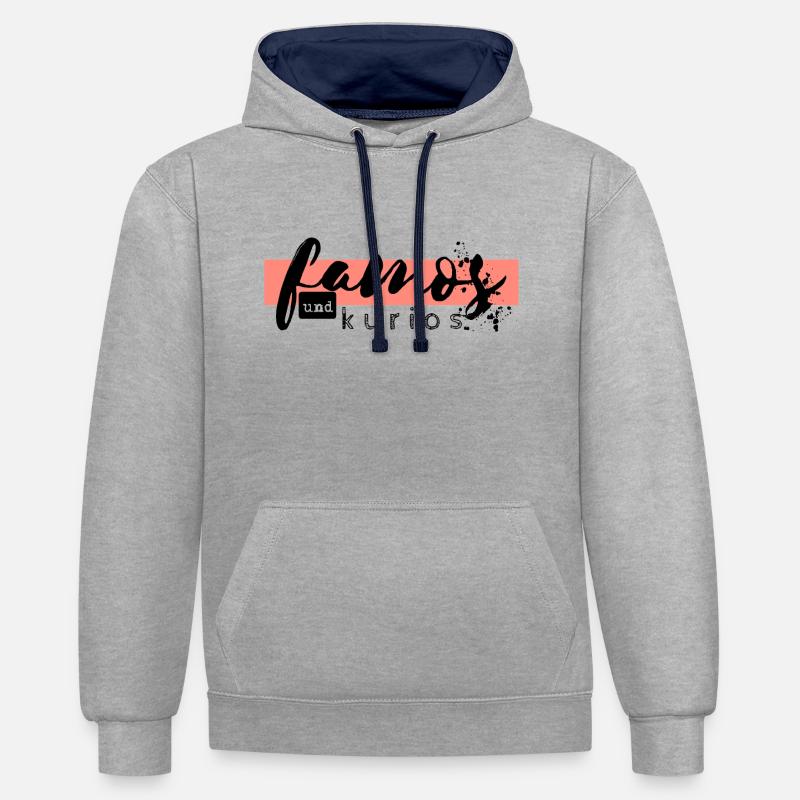 Logo famos et étrange rose - Sweat à capuche contrasté - gris chiné/bleu marine