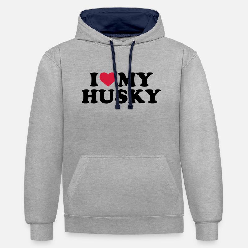 Husky - Kontrast-Hoodie - Grau meliert/Navy