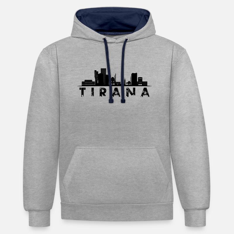 Tirana - Sweat à capuche contrasté - gris chiné/bleu marine