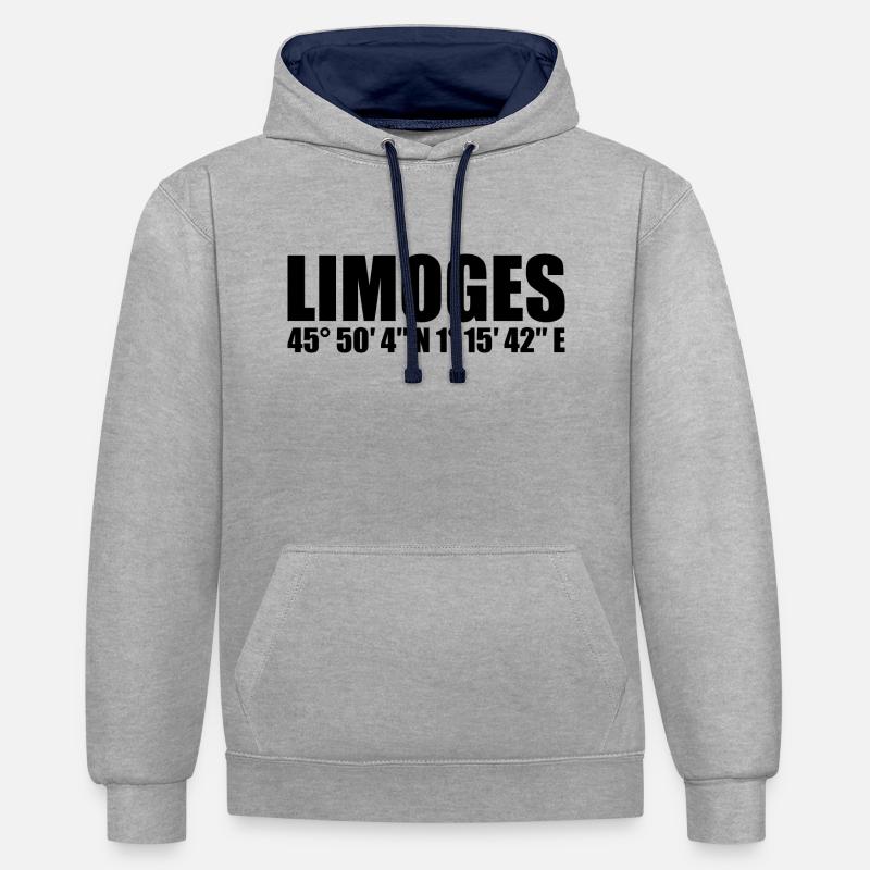 Coordonnées de Limoges - Sweat à capuche contrasté - gris chiné/bleu marine