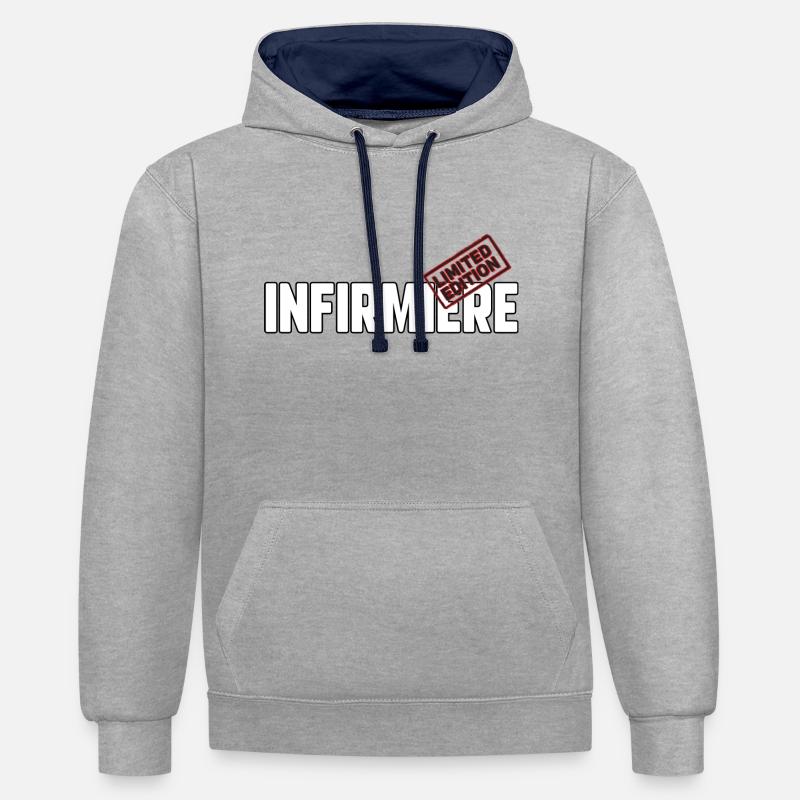 Infirmière édition limitée - Sweat à capuche contrasté - gris chiné/bleu marine
