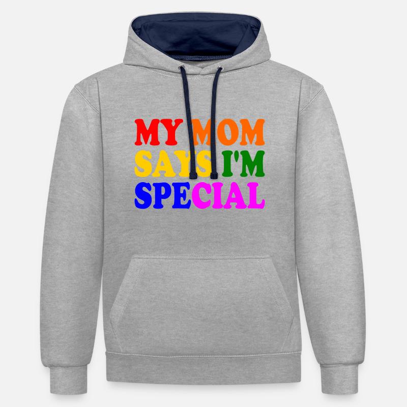 my mom says im special - Sweat à capuche contrasté - gris chiné/bleu marine