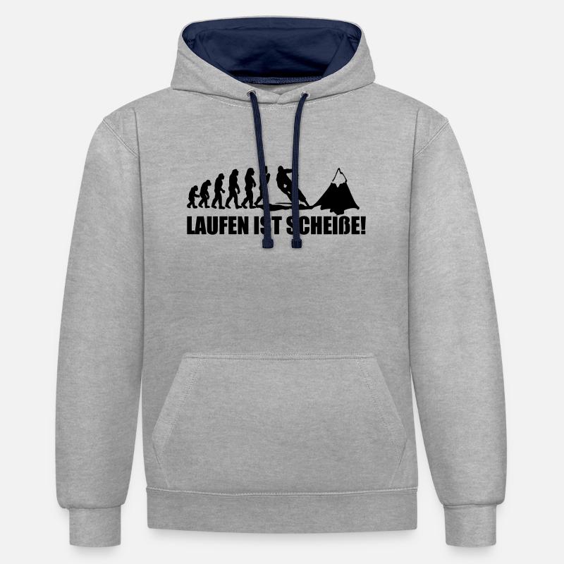 terme c'est de la merde - Sweat à capuche contrasté - gris chiné/bleu marine