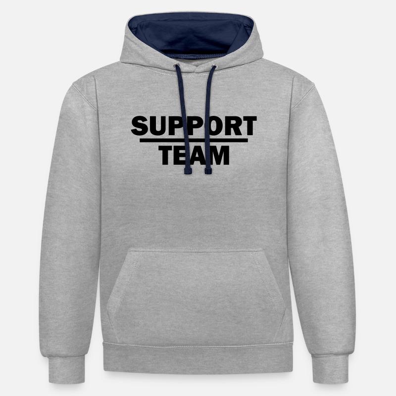 support team - Sweat à capuche contrasté - gris chiné/bleu marine