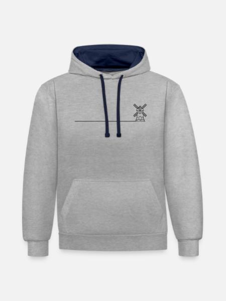 Windmill Mill Icon - Contrast hoodie - heather grey/navy