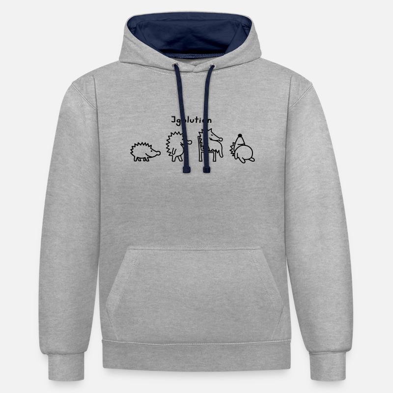 Igolution - Sweat à capuche contrasté - gris chiné/bleu marine