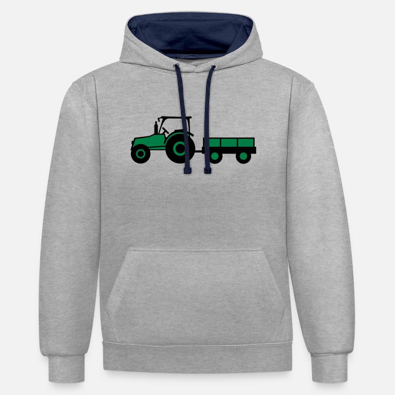 Tractor With Trailer - Kontrast-Hoodie - Grau meliert/Navy