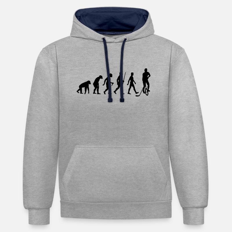 Evolution Einradhockey - Kontrast-Hoodie - Grau meliert/Navy