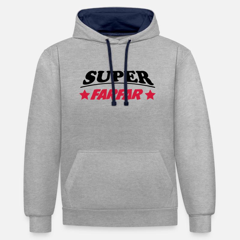 Super farfar 111 - Sweat à capuche contrasté - gris chiné/bleu marine