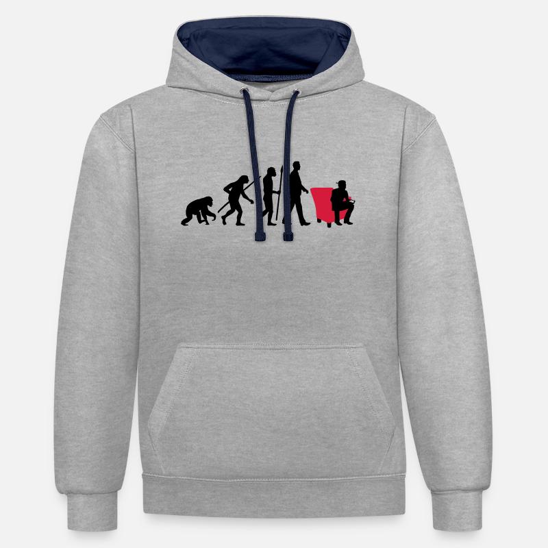 evolution_of_man_pc_console_gamer02_2c - Kontrast-Hoodie - Grau meliert/Navy