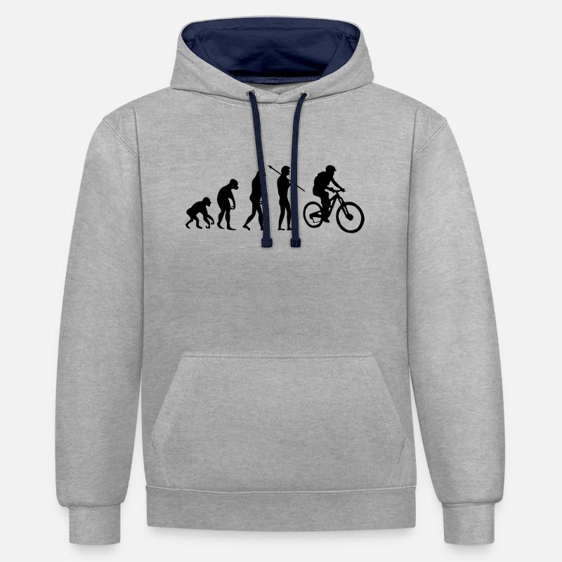Évolution des motards - Sweat à capuche contrasté - gris chiné/bleu marine
