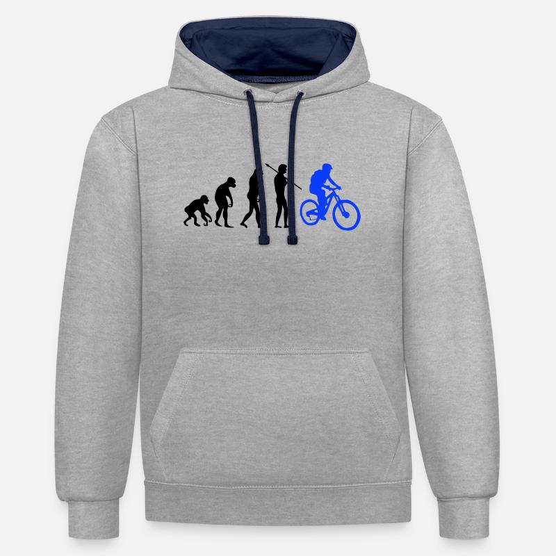 Évolution des motards - Sweat à capuche contrasté - gris chiné/bleu marine