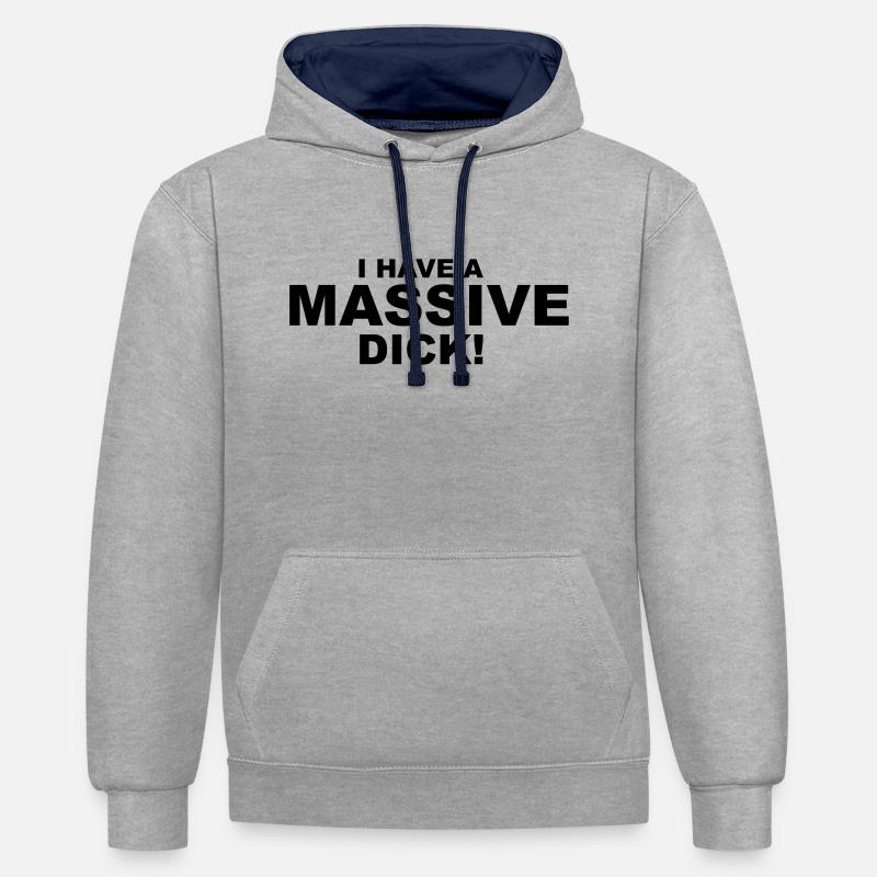 I Have Massive Dick - Sweat à capuche contrasté - gris chiné/bleu marine