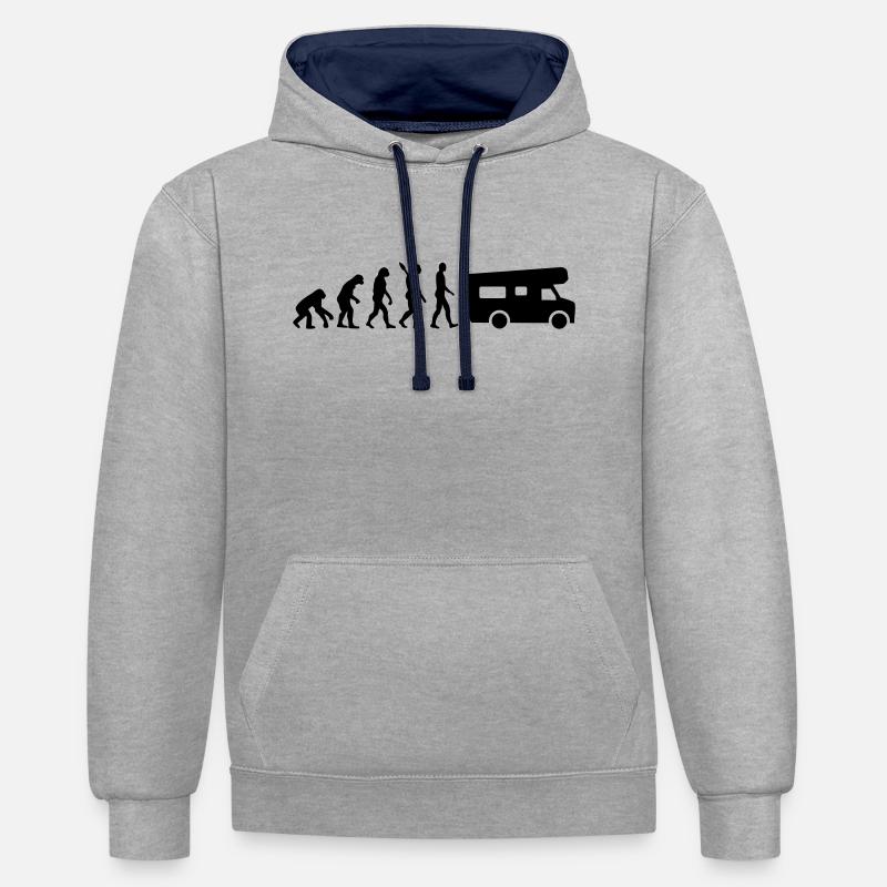 Evolution Camping - Kontrast-Hoodie - Grau meliert/Navy