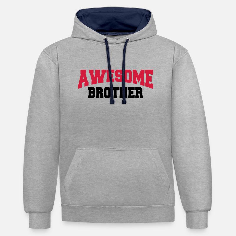 Awesome Brother - Sweat à capuche contrasté - gris chiné/bleu marine