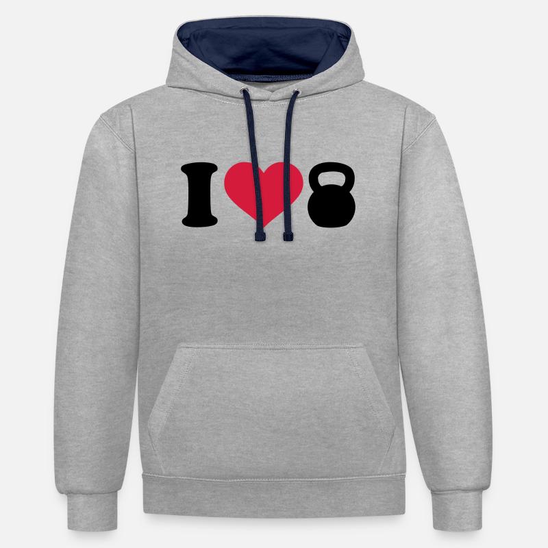 Kettlebell - Kontrast-Hoodie - Grau meliert/Navy