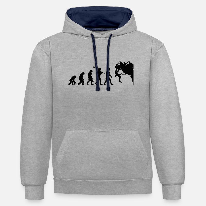 Escalade évolution - Sweat à capuche contrasté - gris chiné/bleu marine