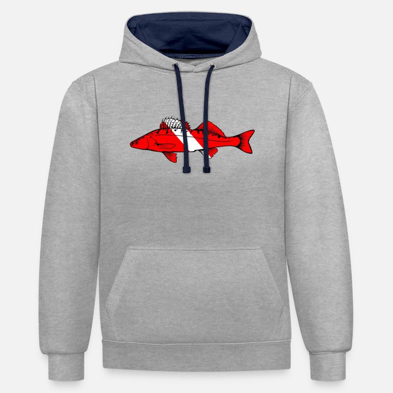 Zander par Scuba.Style - Sweat à capuche contrasté - gris chiné/bleu marine