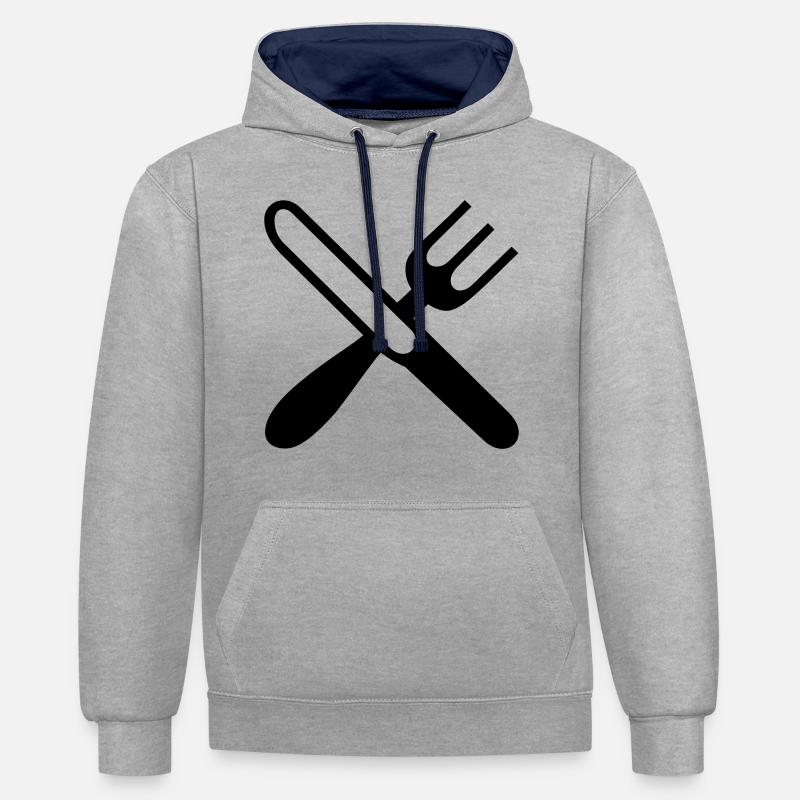faim - Sweat à capuche contrasté - gris chiné/bleu marine
