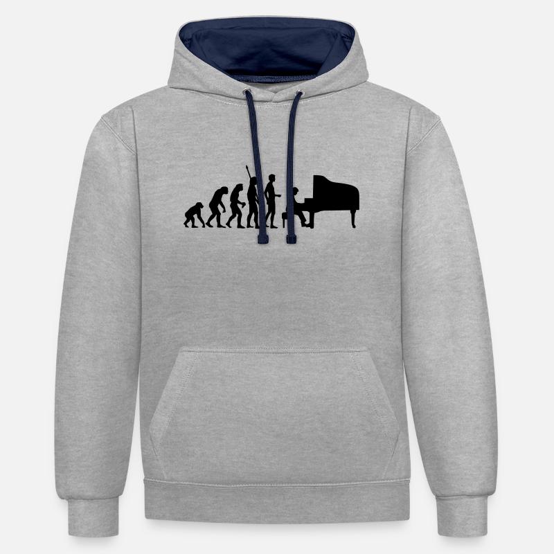 evolution_pianist - Kontrast-Hoodie - Grau meliert/Navy