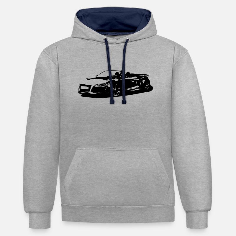 Voiture R8 - Sweat à capuche contrasté - gris chiné/bleu marine