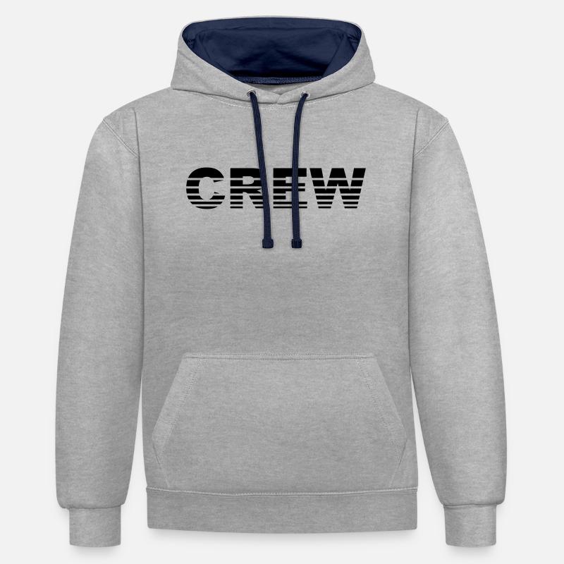 Crew - Sweat à capuche contrasté - gris chiné/bleu marine