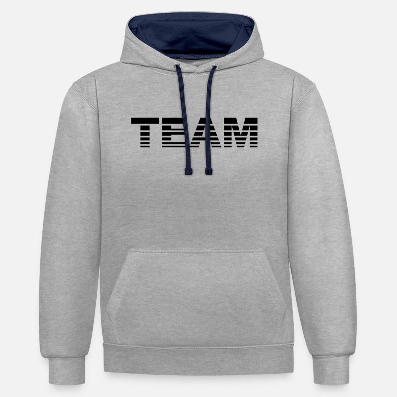 Team - Sweat à capuche contrasté - gris chiné/bleu marine
