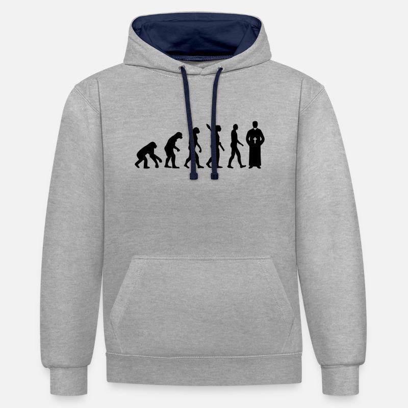 Évolution Pasteur - Sweat à capuche contrasté - gris chiné/bleu marine
