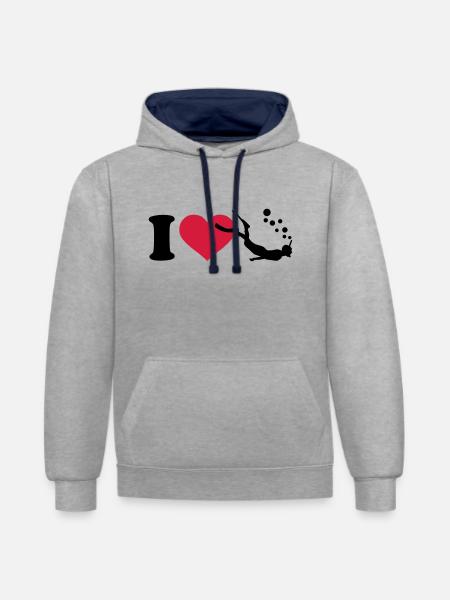Schnorcheln - Kontrast-Hoodie - Grau meliert/Navy