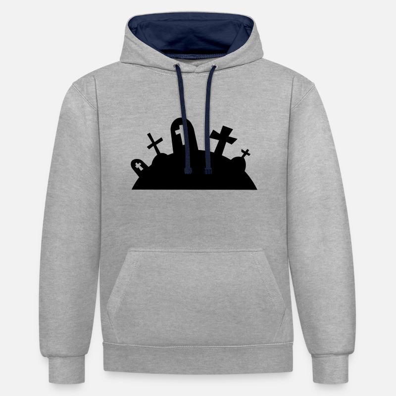 Gräber Friedhof Halloween / graveyard graves - Kontrast-Hoodie - Grau meliert/Navy
